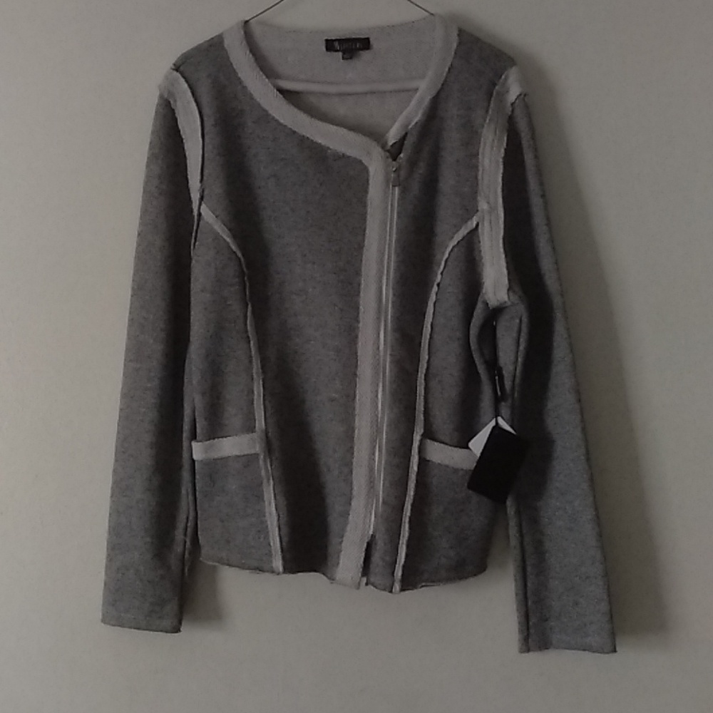 3 Sisters clothing women zip up gray jacket Sz L